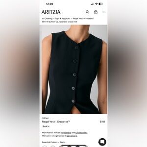 Wilfred Black Regal Crepette Vest - size 8